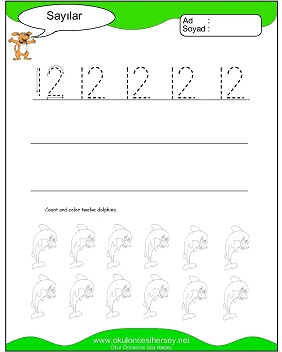 okul öncesi 1 sayısı çizgi çalışması